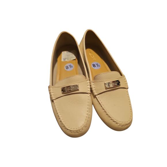 COACH FREDRICA cream PEBBLE LEATHER LOAFERS DRIVING MOCCASIN FLATS WOMENS sz 8.5 - Picture 2 of 7